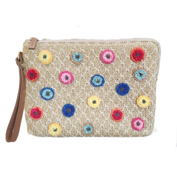 Talbots Woven Floral Straw Wristlet, Multi Color, Womens OS - Picture 3 of 7